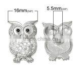 Zinc Based Alloy & Polymer Clay Buttons Fit Snap Button Bracelets Halloween Owl Silver Tone White Clear Rhinestone thumbnail-2