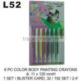 L52 6 PC NEON COLOR BODY PAINTING CRAYONS thumbnail-1