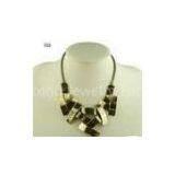 Short Gold Plated Necklace, Chunky Fashion Jewelry Mixed Metal Necklace With Big Circles thumbnail-1