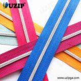 5# Colorful Tape Long Chain Nylon Zipper With Silver Teeth thumbnail-1