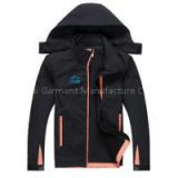 Custom Black Softshell Jacket Hooded Windbreaker Jacket With Brand Printing