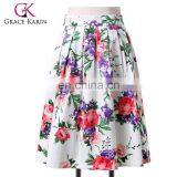 19 Colors ! Grace Karin Cheap Occident Short Retro Vintage Floral Print Cotton Skirt CL6294-3# thumbnail-1