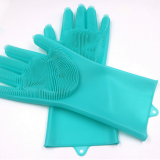 Silicon Dish Scrubber Rubber Gloves Food Grade Cleaning Sponge Dishwashing Brushes Magic Silicone Gloves thumbnail-1