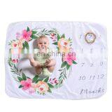 Personalized Flannel Fleece Newborn Photo Props Baby Milestone Blanket thumbnail-4