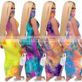 2020 New Arrivals Women Tie Dye Casual Dresses Ladies Bodycon Long Dresses Women Sleeveless Summer Dresses thumbnail-6