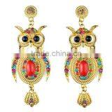 Fashional Cute Owl Earring With Stone Arete Para Esposa Novia Stud Earring Sets Clip thumbnail-3