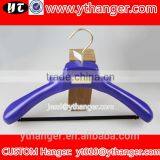 YY0513 Wholesale Luxury Bule Wide Shoulder Clothes Hangers Men Suits Hanger With Velvet Trousers Bar Supplier's Choice thumbnail-1