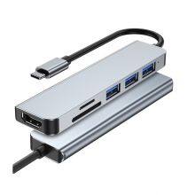 Aluminum 6 In 1 USB Hub HDMI*1+USB3 .0*1+USB 2.0*2+micro SD*1+SD*1 thumbnail-1