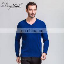 High Quality 100% Merino Wool V-Neck Knitted Sweater for Men Basic Style Plus Size Solid Pattern thumbnail-2