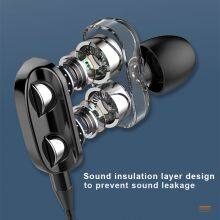 3.5mm In-ear Sports Game Headphones Earphone With Microphone Strong Bass Four Nuclear Double Circle Adjustable Volume thumbnail-3