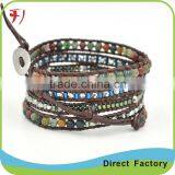 Blue Turquiose And Glow Glitterings 5 Wrap On Dark Blue Real Leather Bracelet thumbnail-2