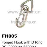 FH005 Forged hook with Dring for tie down webbing