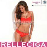 RELLECIGA Red Strappy Push-Up Bikini With Sexy Bandeau Top & Stretchy Cheeky Low Waist Bottom