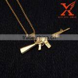 Hip Hop AK-47 Machine Gun 14k Gold Over Stainless Steel Mini Charm Pendant Quality Choice thumbnail-4