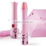 Promotional 21inch 3 Folding Rose Shaped Bottle Umbrella thumbnail-1