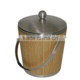 Bamboo Wine Cooler With Stainless Steel Lid and Handle