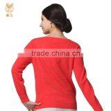 V Neck Crystal Cashmere Sweater, Ladies Red Special Collar Sweater thumbnail-2