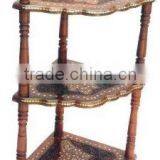 Wooden Brassinlay Triangle Corner Table thumbnail-1