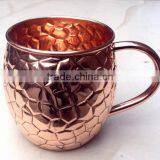 BPA FREE EMBOSSED FINISH BARREL SHAPE 100% PURE COPPER MOSCOW MULE DRINKING MUG thumbnail-1