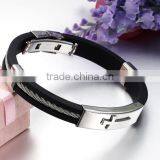 2017 Best Seller Gift Men Stainless Steel Silicone Bracelet thumbnail-5