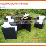 Italian Style Outdoor Wicker Rattan 4 Seats Cafe Table Set Rattan Coffee Table Set thumbnail-2