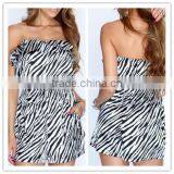 2014 Summer Fashion Women Animal Ruffle Print Women Zebra Jumpsuit Short OEM Cheap Price thumbnail-1
