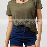 3 Buttons Blue Denim High Waisted Turn Up Shorts thumbnail-2