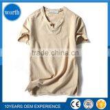 T-shirt for Men With Linen and Cotton V Neck Short Sleeve Casual Style thumbnail-2