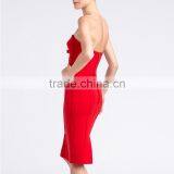 New Fashion 2015 Red Small Bowknot Strapless Knee Length Bandage Dress Celebrity Elegant Dresses thumbnail-2