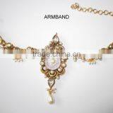 BRIDAL KUNDAN PEARL Gold Plated Designer Necklace Jhumka Earring Set thumbnail-5