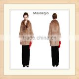 Fashion styles long sleeve knee length winter coat for lady