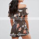 Women Fashion Sexy Dress Custom Summer Beach Wear Floral Off Shoulder Shorts Jumpsuits thumbnail-2