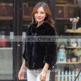 Natural Fur Coat Women's Real Fur Jacket Genuine Rex Rabbit Fur Coats Stand Collar thumbnail-1