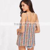 Fashion Floral Striped Double V-neck Top, Ladies Sexy Cami Top thumbnail-4