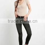 2017 High Quality Hot Selling Washed Holes Cheap Price Jeans Cargo Trousers for Ladies thumbnail-5