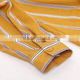 New Korean Version Women Clothing Striped Deep v Neck Chiffon T Shirt thumbnail-4