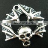 10PCs Silver Tone Halloween&Gothic Skull Charms Pendants 38x39mm thumbnail-1