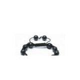 Shamballa Bracelet, Black Ebony Rounds & Citrine Crystal Pave Beads thumbnail-1