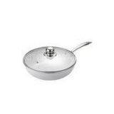 White Aluminum Cookware Frying Pan With Lid , Ceramic Coated thumbnail-1