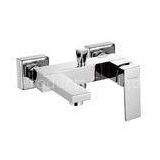 Contemporary Hotel Two Hole Bathroom Mixer Taps , Square Brass shower Faucets