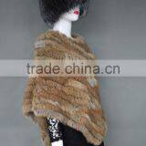 Fashion Modren 2016 Rabbit Fur Knitted Winter Warm Triangle Shawl for Women thumbnail-2