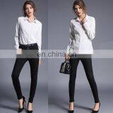 OEM Casual Fashion Women Shirts Long Sleeve White Striped Office Shirt thumbnail-5