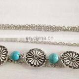 Beach Multilayer Metal Gold Plated Chain Hair Bands With Turquoise Beads Hair Accessories Gold Chain Turquoise Headband thumbnail-4