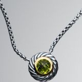 Sterling Silver 925 DY Large Peridot Color Classics Necklace
