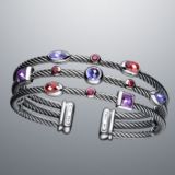 High Quality DY Inspired Sterling Silver Three-Row Berry Confetti Cable Cuff Bracelets