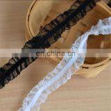 Fabric Elastic Ruffles Ribbon Band,Black White Ruffle Elastic Tape thumbnail-1