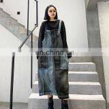 TWOTWINSTYLE Hit Color Denim Dress For Women Square Collar Spaghetti Strap Sleeveless Dresses Female thumbnail-2