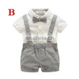 2019 SUMMER KIDS Gentleman Bowknot Blouse With Suspender Shorts 3PC SET Newborn Baby Clothing Sets thumbnail-2