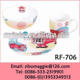 Roun Shape Zibo Made 3pcs Restaurant Porcelain Dinnerware for Daily Use for Tableware