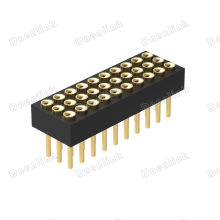 Dnenlink 1.27mm Pitch Triple Row H2.0mm Concave Contact Straight Female Header DIP Type PogoPin Header thumbnail-2